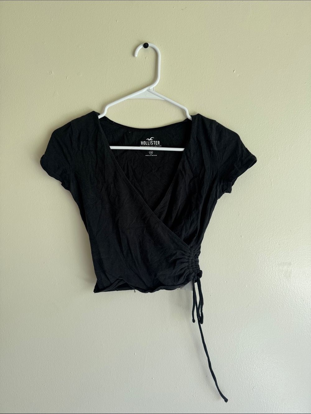 Hollister Black Wrap Crop Top with Side Tie